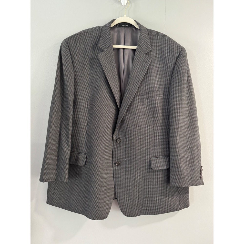Lauren Ralph Lauren Mens 52R Gray Houndstooth‎ 100% Wool Blazer Sport Coat